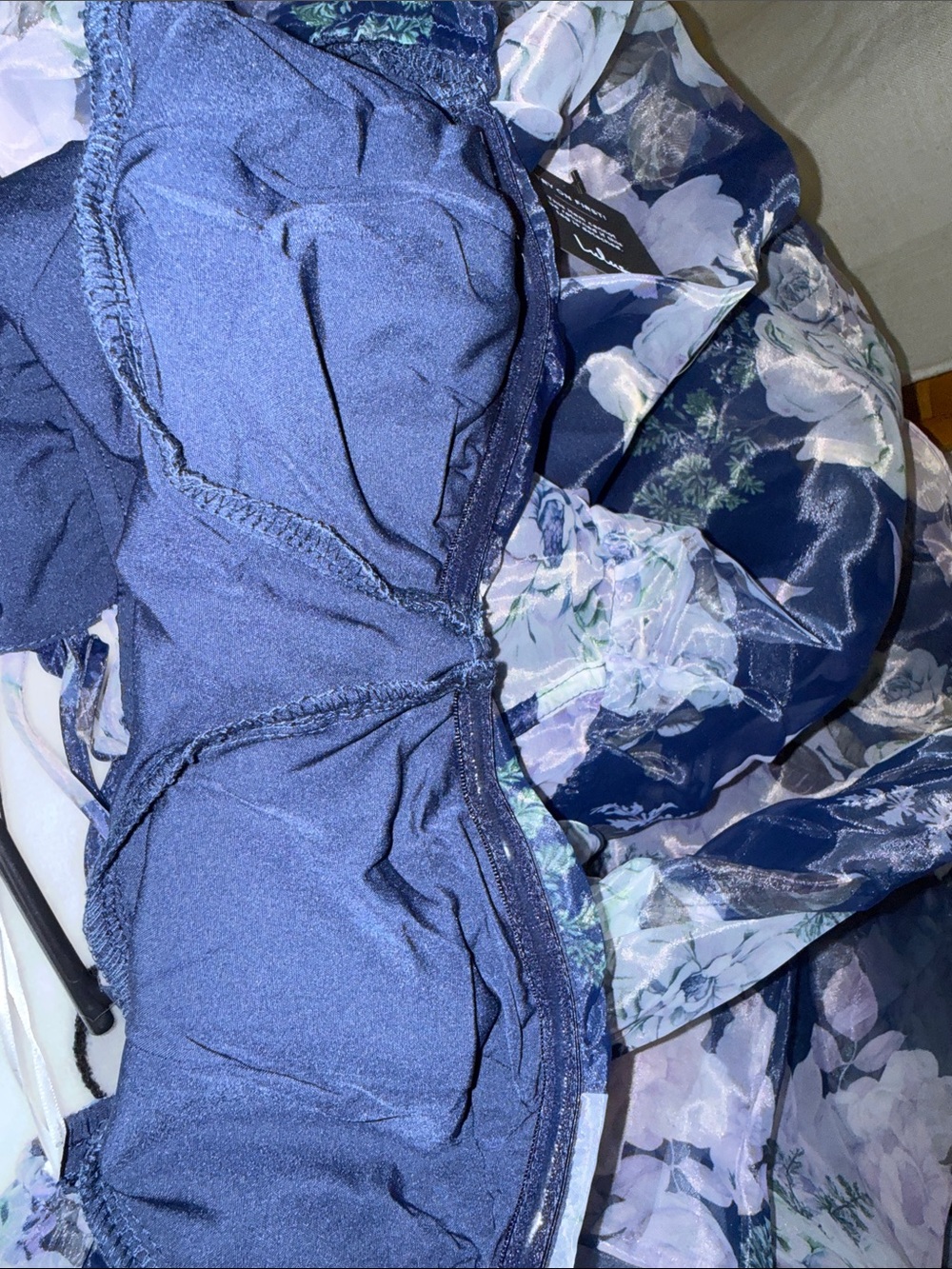 Lulus Positively Enchanting Blue Floral Organza Bustier Mini Dress - Size M - Picture 9 of 9